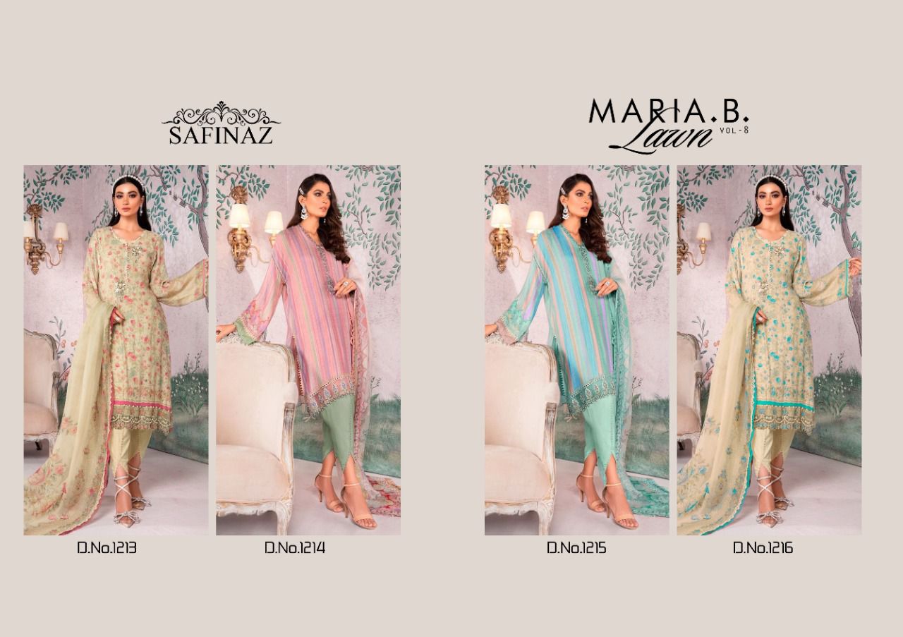 Safinaz Maria B 8 New Exclusive Wear Lawn Cotton Embroidery Pakistani Salwar Kameez